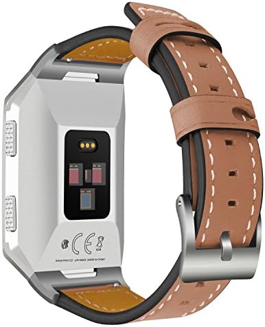 Aisports Compatível com banda iônica Fitbit para homens, banda fitbit Ionic Leather Soft Bracelet Sport Sport Sport Wrist Metal Buckle Clasp Band para Fitbit Ionic Smart Watch, Blue