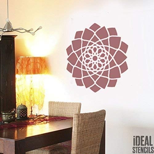 Jaipur Mandala estêncil | Símbolo budista | Decoração de parede em casa reutilizável, estêncil de arte e artesanato | Paredes