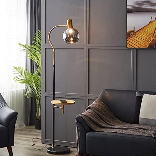 Renslat moderno lâmpada de piso criativo com bandeja de madeira maciça Luxo Sofá Sofá sem fio Carregamento Metal Floor Luzes