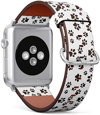 Compatível com a Apple Watch Iwatch Serie 6,5,4,3,2,1 - pulseira de pulseira de couro substituta pulseira de faixa de faixa de faixa de faixa para homens e mulheres - cães de cão marrom impressões