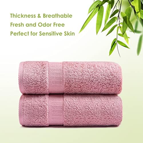 CANFOISON Bamboo Toalha de mão para rosto e corpo, 2 Pacote de toalha de mão de banheiro rosa para crianças adultas luxo super macio