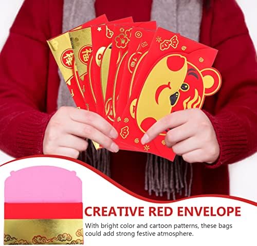 JoJofuny Chinese Gifts 12pcs envelopes vermelhos chineses Ano fofo Presente de dinheiro da sorte Envelope