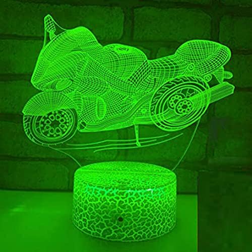3D motocicleta carro noite luz LED TOQUE DOMIGADO DE TRÁPENTIO DE TRÁPIDO DE MESA DE MALLIÇÃO DE ILUSÃO OPTICA 7 LUZES DE COLOR LUZES LUDER LED LUDR