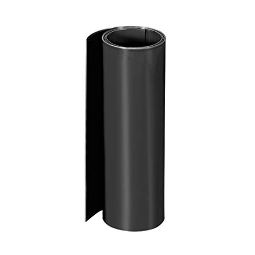 UXCELL PVC Tubo de encolhimento de calor de 220 mm de largura plana para camada dupla 18650 1 metro preto