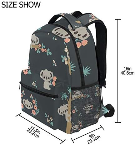 Koala e Flowers Backpack School Bag Daypack Rucksack para estudantes