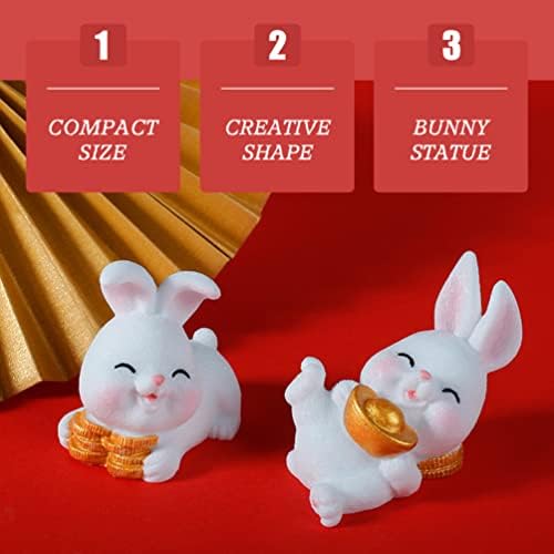 Sewroro decoração de casa 6pcs Miniature Rabbit Figuras 2023 Ano novo chinês Decoração Amuleta Ano Zodiac Rabbit Ornamento Fairy