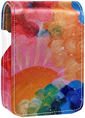 Caixa de batom oryuekan com espelho bolsa de maquiagem portátil fofa bolsa cosmética, pintura a óleo Arte colorida nuvens abstrato