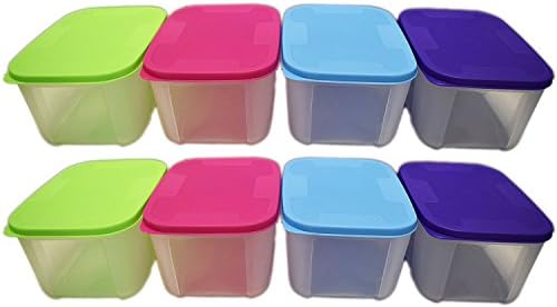 Conjunto de 8 caixas de armazenamento coloridas! 4 Cores variadas - BPA Free - Massiler, Microondas Seguro! Perfeito