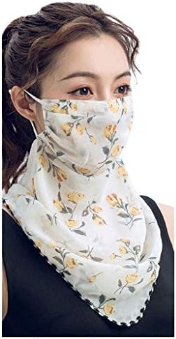 Tampas de rosto balaclava para mulheres Proteção solar respirável Palinhas de pescoço de chiffon estampado lenço de chiffon
