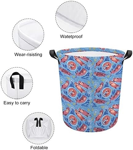 Fofo adorável lavanderia lavanderia cesta de roupa dobrável cesto de lavanderia saco de armazenamento com alças