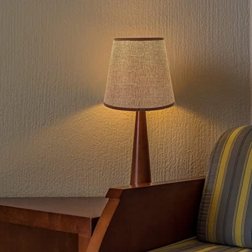 Lurrose Small Lamp Shade Barrel Tecido de tecido de abajur de linho natural artesanal para lâmpada de cabeceira de cabeceira e luz do chão, café