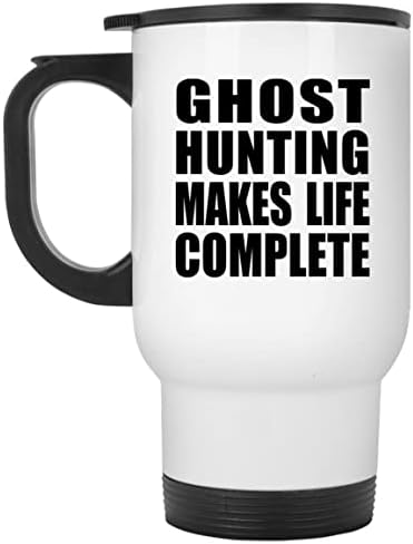 Designsify Hunting Ghost torna a vida completa, caneca de viagem branca 14oz de aço inoxidável Tumbler, presentes para aniversário de aniversário Natal Pais do Dia das Mães