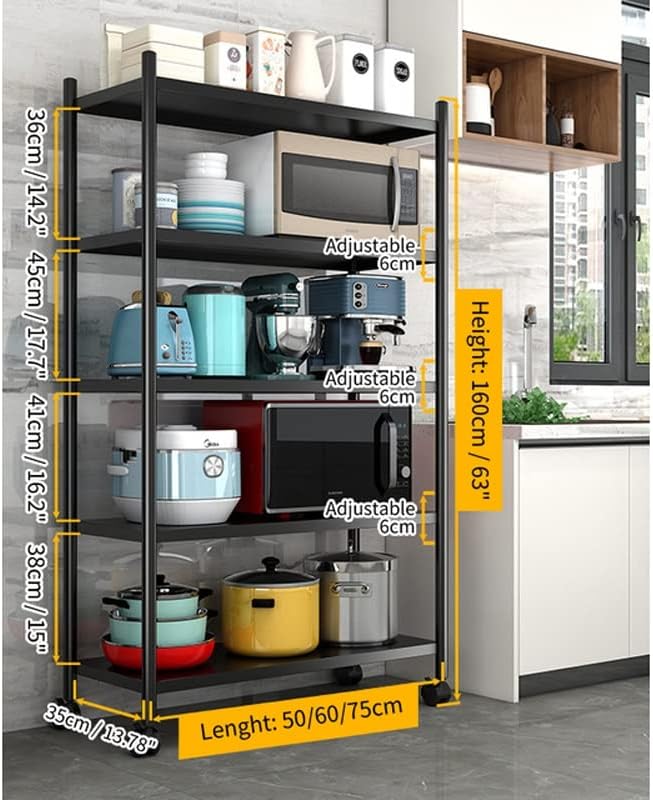 Doubao Storage Rack Metal Storage Rack com rodas Prateleiras ajustáveis ​​Armário de armário de cozinha