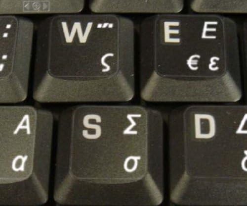 Etiquetas de teclado grego com letras brancas sobre fundo transparente para desktop, laptop e caderno