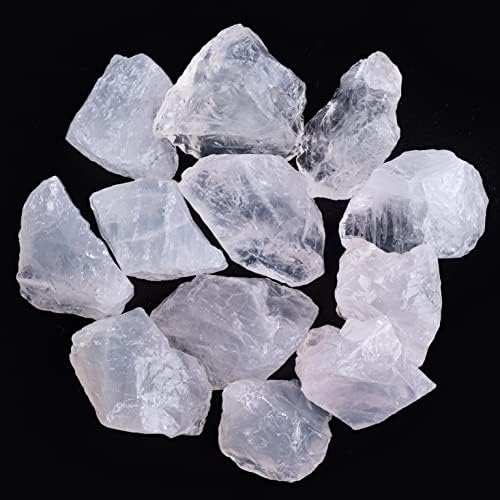 Ufeel 1lb Crystal de quartzo claro em massa de 1 lb - Cristal de pedras cruas grandes de 1 para cair, cáxi, rochas