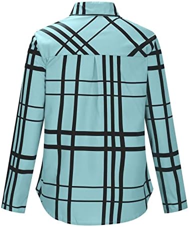 Camisas de botão para feminino Camiseta casual Blusa Prind Blusa Lappels de manga longa Fall Fashion Fit Fit Tee Túnica