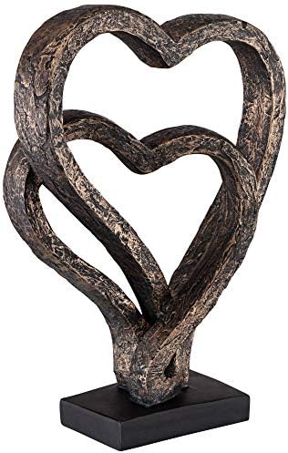 Kensington Hill Intertranslock Hearts 11 3/4 de escultura de acabamento de bronze alto