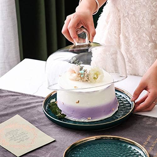 Dome de sobremesa de vidro Dome da tampa com base de cerâmica Mini bolo de bolo de vidro DOME DOME CLOCHE CLARO VIDRA TAPA