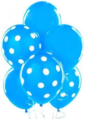 Balões PMU Polka Dot 11in Premium Blue e Blue Premium com impressão geral Pontos brancos PKG/100