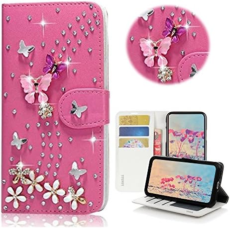 STENES SONY XPERIA XA1 Ultra Caso - Elegante - 3D Bling Bling Crystal S -Link Butterfly Floral Magnetic Cartet Slots de cartão