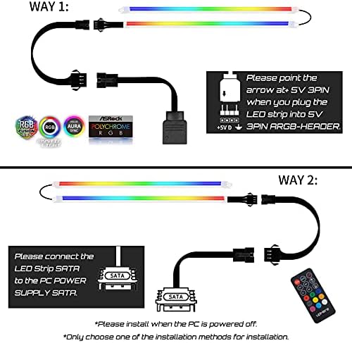 Faixa Digital RGB Novonest, 2x15.7inch 5V Kit de tira LED RGB endereçável de 3 pinos para PC, venha com cabo de alimentação SATA e remoto, para Aura Sync, Gigabyte RGB Fusion, MSI Mystic Light Sync, RF40
