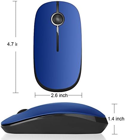 Mouse sem fio, 2.4g Slim Portable óptico silencioso clique em computadores com receptor nano, menos ruído para notebook, PC, laptop, MacBook-Black e Blue
