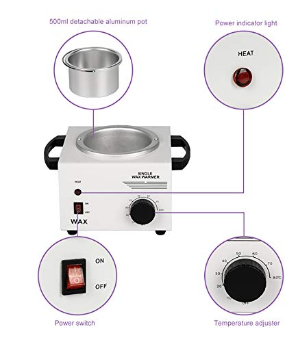 Máquina de aquecedor de cera elétrica profissional de cera de panela única Equipamento de spa de pele facial com conjunto de temperatura