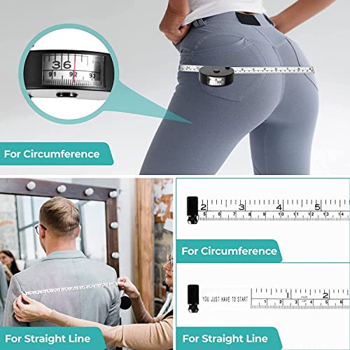 Medida de fita corporal, fita adesiva para corpo, perda de peso, fitness, musculação. Pino de trava, botão retrátil, janela visual,