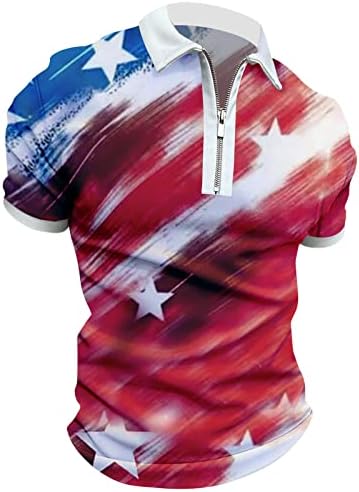 Camisas de pólo de bandeira americana masculina 4 de julho de camisetas patrióticas de verão Casual Casual Manga curta