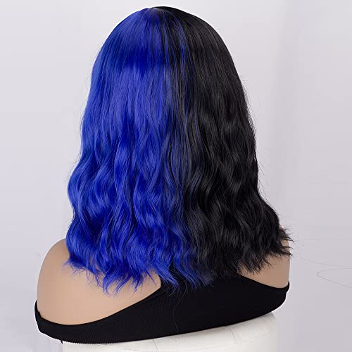 Cooineader preto azul peruca ondula