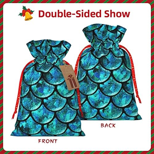 Sacos de presentes de natal de traços de natal sereia em escala de escala apresenta bolsas de embrulho de saco de embrulho de presente