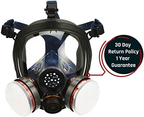 Vapor orgânico de face completa, químico e respirador particulado - 1 ano de garantia do fabricante - máscara de proteção ocular reutilizável