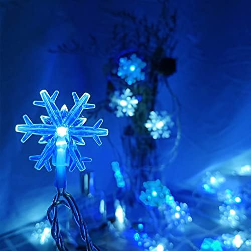 16.4 'Snowflake de fada de Natal - 50 contagens frias e azuis de led de led de led de mini luzes para decoração de Natal