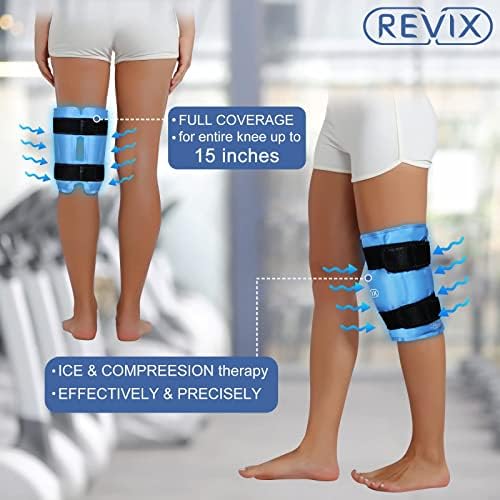 Revix Back Ice Pack para alívio da dor no joelho, envoltório de gelo reutilizável em gel para lesões nas pernas e revix