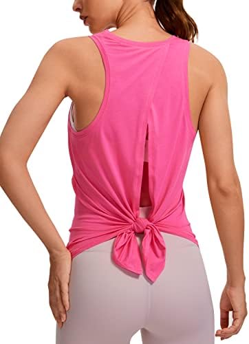 Tamas de treino de algodão Pima de Yoga Crz Yoga Torda de tanques amarra as camisas atléticas do pescoço alto