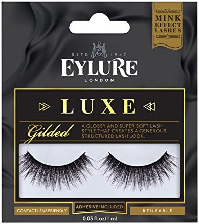 Eylure Faux Mink Eye Lashes, reutilizável, adesivo incluído, barroco, 1 par