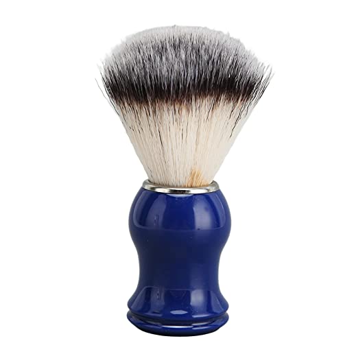 Pincel de barbear, escova de barbear, 2 cores feitas à mão, pincel de barbear azul anel prateado anel de beleza masculina escova de barbear para salão de cabeleireiro em casa