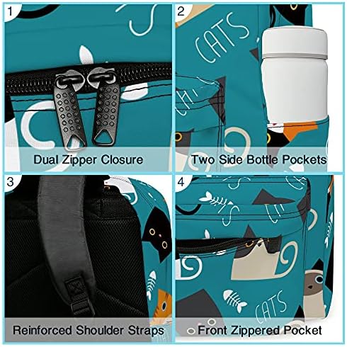 Backpack da escola de gatos YCGRE, Backpack de Backpack Clea Criaz Classic Backpack Cool Daypack para meninos adolescentes