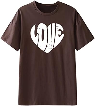 Camiseta superior para fêmea para fêmea e outono conforto roupas de cor moda moda de manga curta Crewneck Coração Blusa do salão gráfico EB EB EB