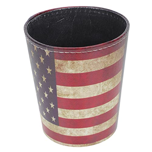 O lixo de couro vintage pode resíduos retro toillet de papel cesta de papel para o banheiro, o desperdício de escritório pode ser impermeável resíduos decorativos lixo lixo lixo bandeira americana bandeira