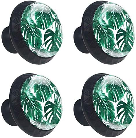 Idealiy Tropical Palm Folhas gaveta puxa alças do gabinete cabine de cabine de penteadeira maçaneta com parafusos 4pcs