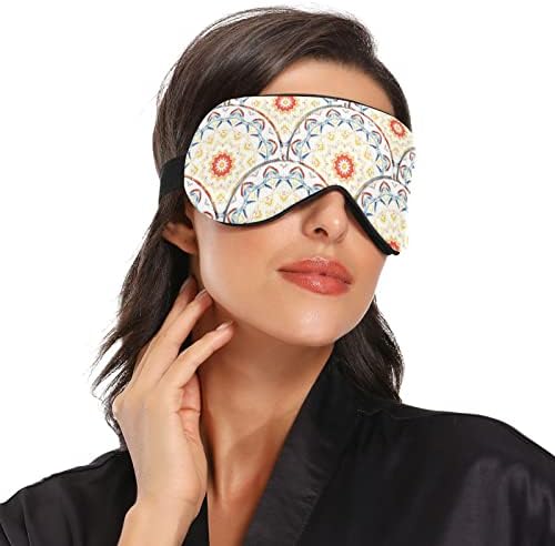 Padrão de mandala cerâmica Máscara de olhos adormecidos respiráveis, capa de sono para os olhos para descanso de verão, delas com contornos elásticos para mulheres e homens viajam
