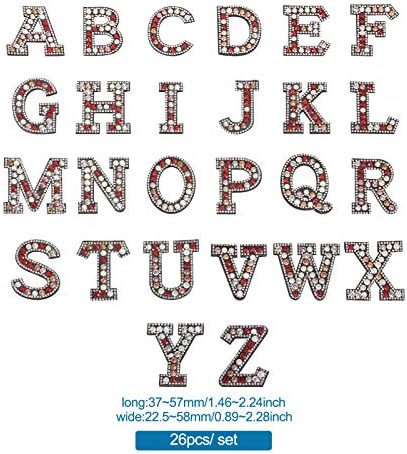Pandahall 26pcs ferro nas manchas de strass de letra costuram em apliques bordados em alfabeto A-Z Letter Decorate Repay Repay para