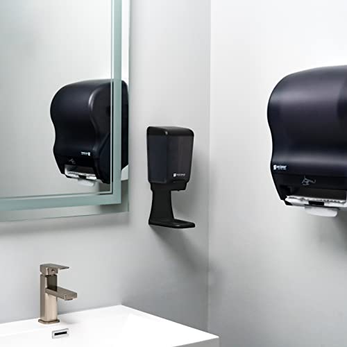 Dispensador de sabão clássico de San Jamar para banheiros públicos, manual, montado na parede, recarregável, plástico, capacidade de 46 onças, pérola negra