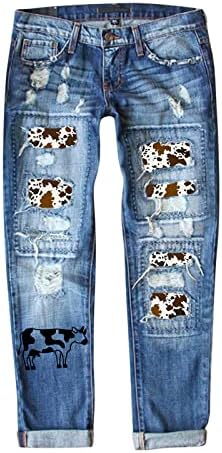 Miashui plus size calça feminina de moda feminina estampa de moda feminina Louse solta cintura polida jeans Rapped jeans Tamanho do jeans