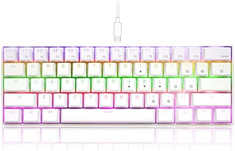 Redthunder 60% teclado de jogos mecânicos, 61 teclas de teclado com fio Ultra Compact, Rainbow RGB Backlight for dypist laptop pc Mac Gamer