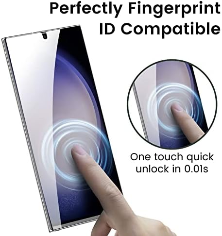 Mohave 2 pacote [Alinhamento automático/remoção de poeira] Protetor de tela para Samsung Galaxy S23 Ultra 5G 6,8 ″, filme claro HD Curved HD Curved, material híbrido 7H, de identificação de impressão digital ultrassônica compatível, amigável de casos
