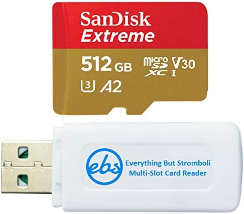 Sandisk 512 GB Micro Extreme Memory Card para Samsung Phone funciona com Galaxy S20, S20+, S20 Ultra, S20 FE 5G com tudo, exceto Stromboli MicrosDXC & SD Card Reader