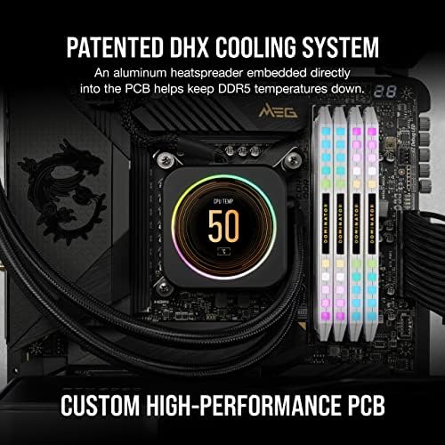 Corsair Dominator Platinum RGB DDR5 RAM 32GB 6200MHz C36-39-39-76 1.3V Intel otimizado Memória do computador branca