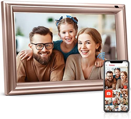 CANUPFARM Digital Picture Frame, Smart WiFi 10,1 polegadas de moldura digital com 1280 x 800 ips touchscreen, armazenamento de 16 GB, auto-rotate, montável na parede Sensor de movimento, compartilhe momentos via aplicativo frameo